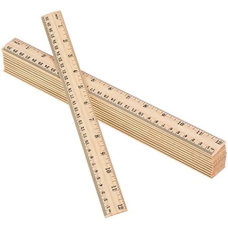 Outus 12 Pack 12 Inch/30 cm Wood Rulers Dual Scale Student School Ruler, Beige