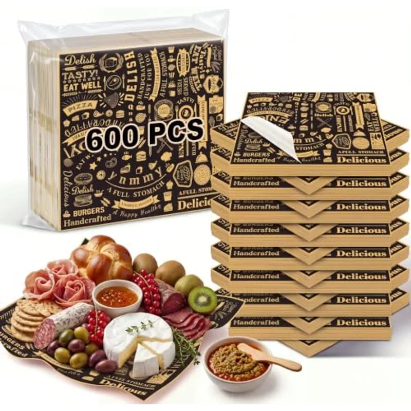 Outus 600 Pcs 12 x 12 Inch Deli Wax Paper Sheets, Black,Yellow