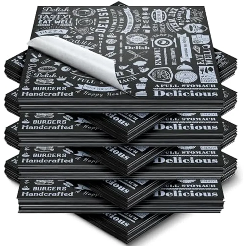 Outus 12 x 12 Inch Deli Wax Paper Sheets, Black