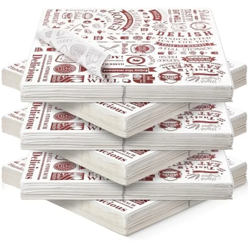 Outus 600 Pcs 12 x 12 Inch Deli Wax Paper Sheets, Brown on White
