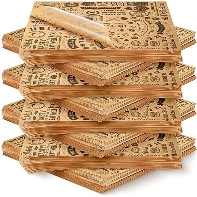 Outus 12 x 12 Inch Deli Wax Paper Sheets, Brown