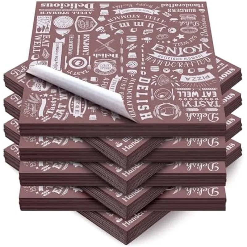 Outus 600 Pcs 12 x 12 Inch Deli Wax Paper Sheets, Coffee Color