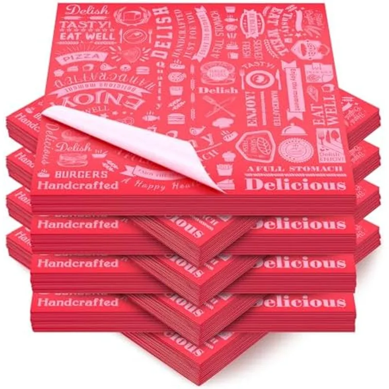 Outus 600 Pcs 12 x 12 Inch Deli Wax Paper Sheets, Red