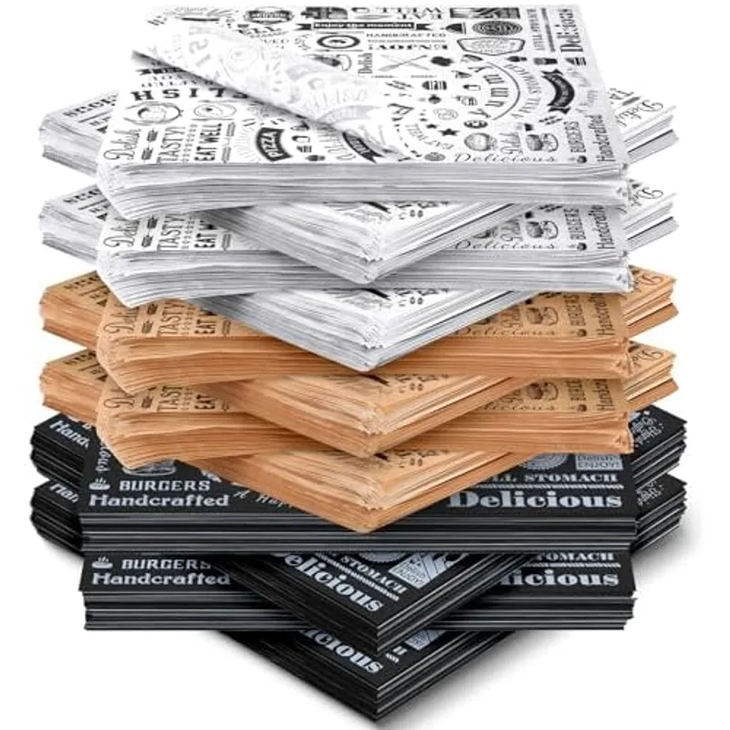 Outus 12 x 12 Inch Deli Wax Paper Sheets, White,Black,Brown