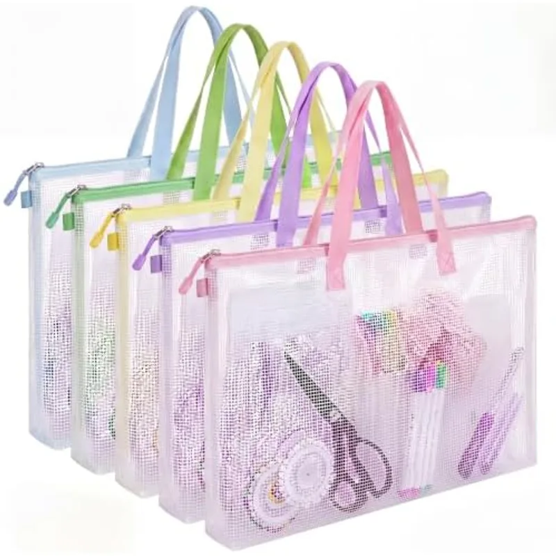 Outus 5 Pcs 19 x 25 Inches Art Portfolio Case Poster Storage Bags, Macaron