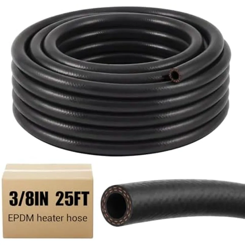 Outus 3/8" 25ft Heater Hose EPDM Coolant Radiator 142 PSI 3-Layer 2-Ply, Black
