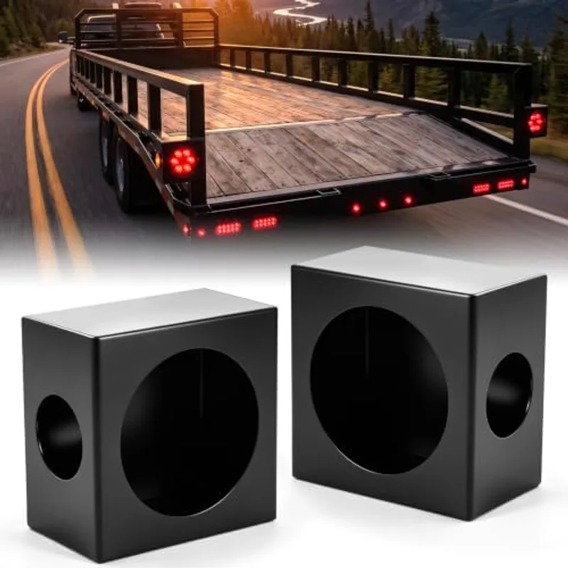 Outus 2 Pcs 4''+2'' DOT Single Round Trailer Light Box, Aluminum Alloy