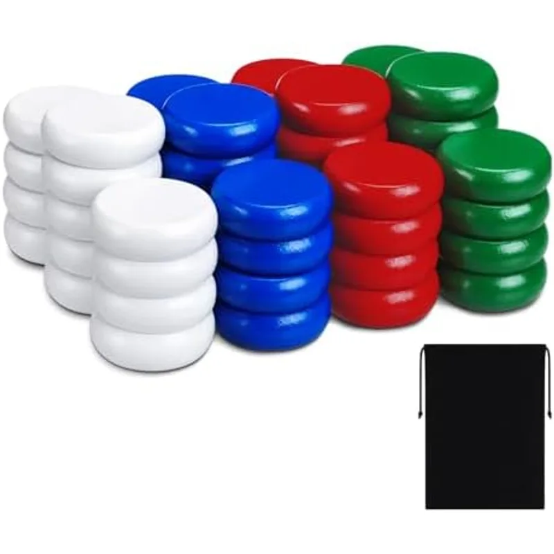 Outus 4 Player Crokinole Disc Party Pack with a Bag 52 Pcs, Classic