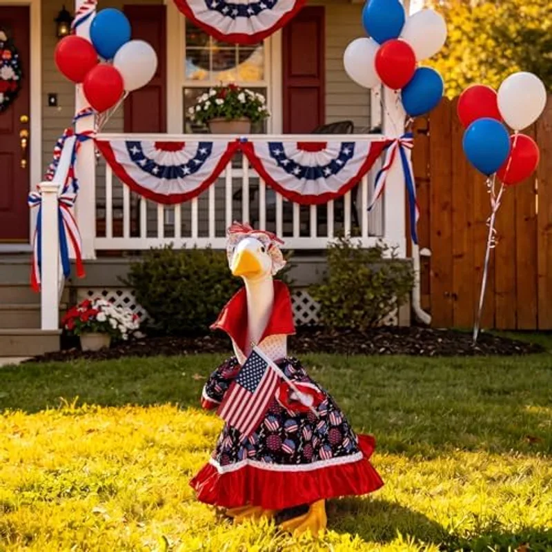 Outus 4th of July Goose Outfits 23" Patriotic Porch Goose Outfits, Americana