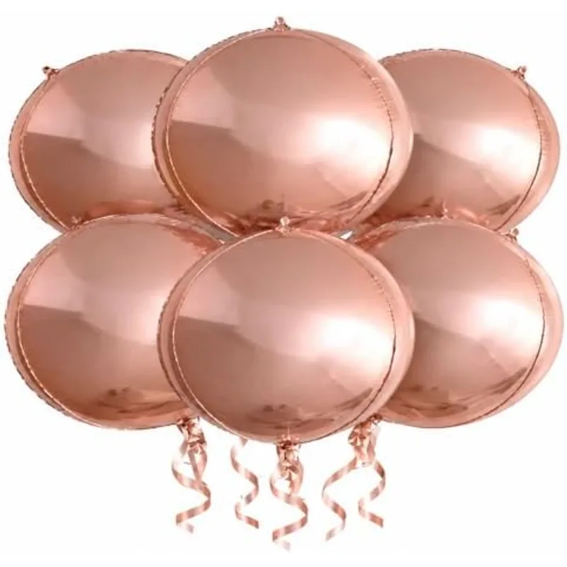 Outus 6 Pcs 50'' Giant Rose Gold Foil Metallic 4D Balloons