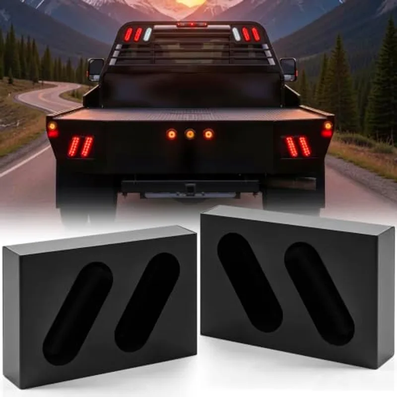 Outus 2 Pcs 6'' DOT Double Oval Slanted Trailer Light Box, Black