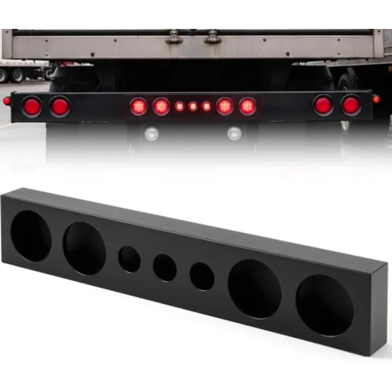 Outus 1 Pcs 7-round Carbon Steel Rear Center Light Box, 4.53" & 2.31" DOT, 7-Round, Steel