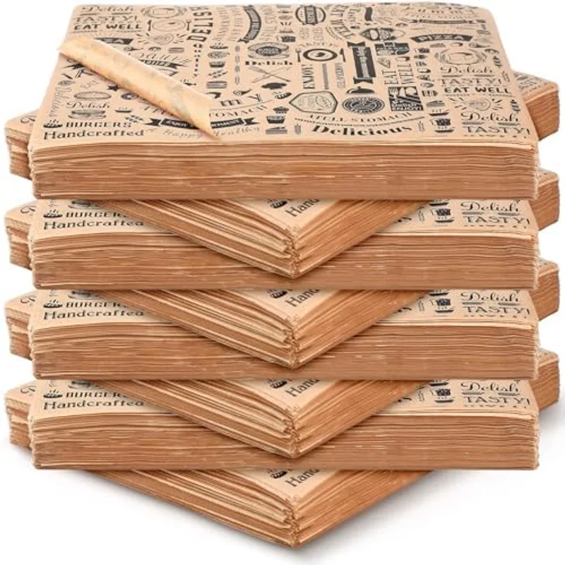 Outus 8 x 10 Inch Deli Wax Paper Sheets, Brown