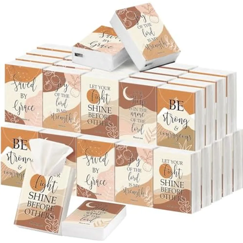 Outus 50 Pack Aesthetic Boho Christian Pocket Tissues, 400 Sheets Total, Light
