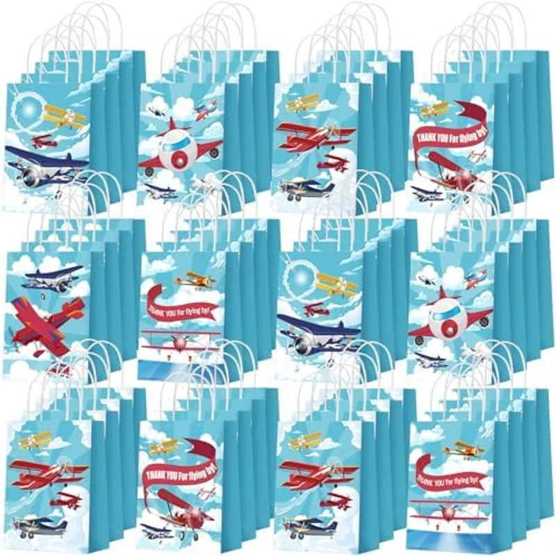 Outus 48 Pcs Airplane Party Favor Bags Airplane Paper Goodie Bags