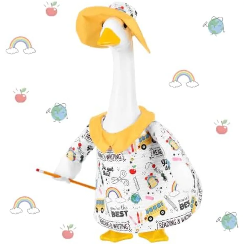Outus Back to School Porch Goose Outfit with Doodle Shirt and Sun Hat, School Bus