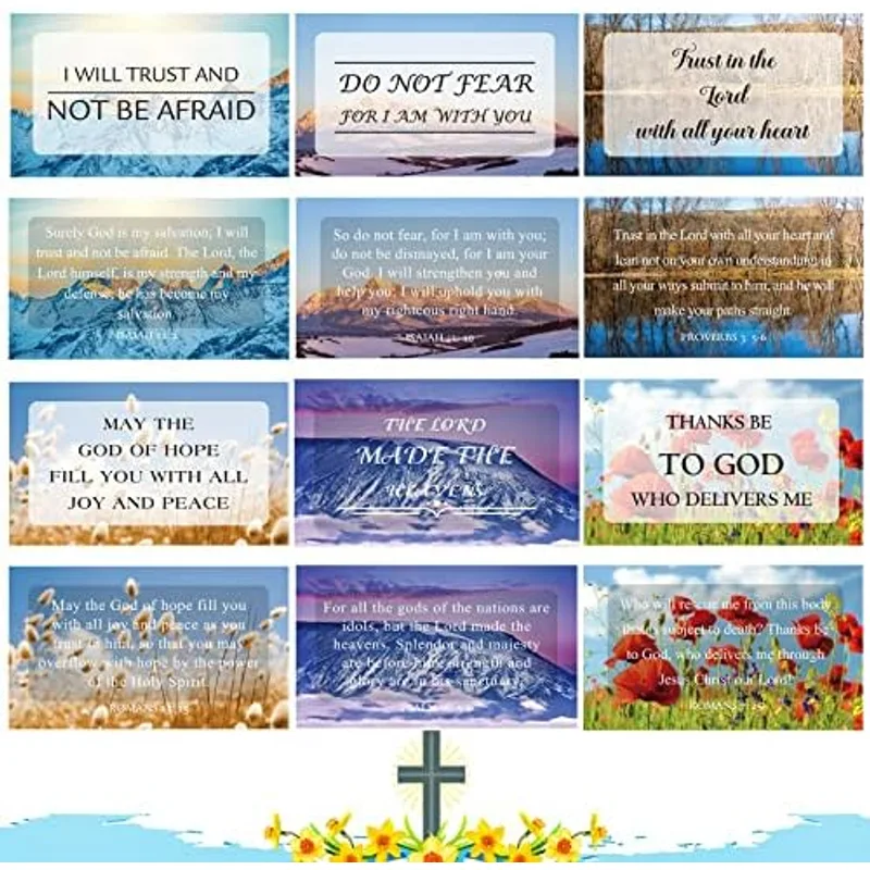 Outus 120 Pieces Bible Verse Cards with Full Scripture Bulk Mini Prayer Cards for Women Men with Scenery Motivational Inspirational Quote Card for Religious Christian Gift 30 Styles (Classic Style), Multicolor