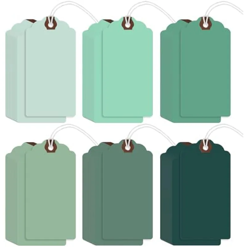 Outus 60 Pcs Blank Large Paper Gift Tags, Gradient Green, 4 3/4" X 2 3/8"