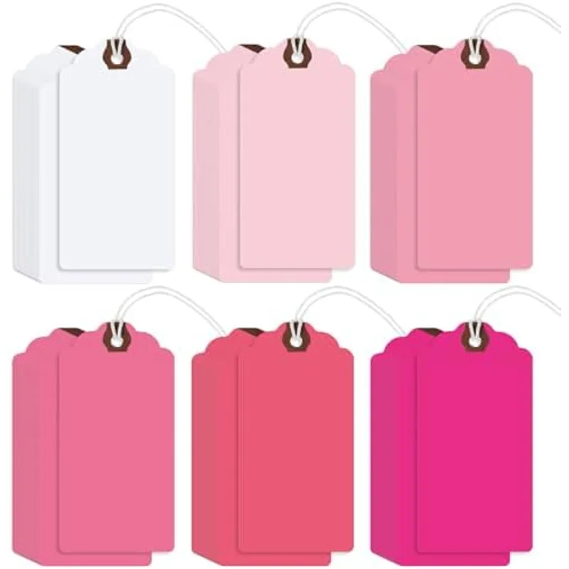 Outus 60 Pcs Blank Large Paper Gift Tags, Gradient Pink, 4 3/4" X 2 3/8"
