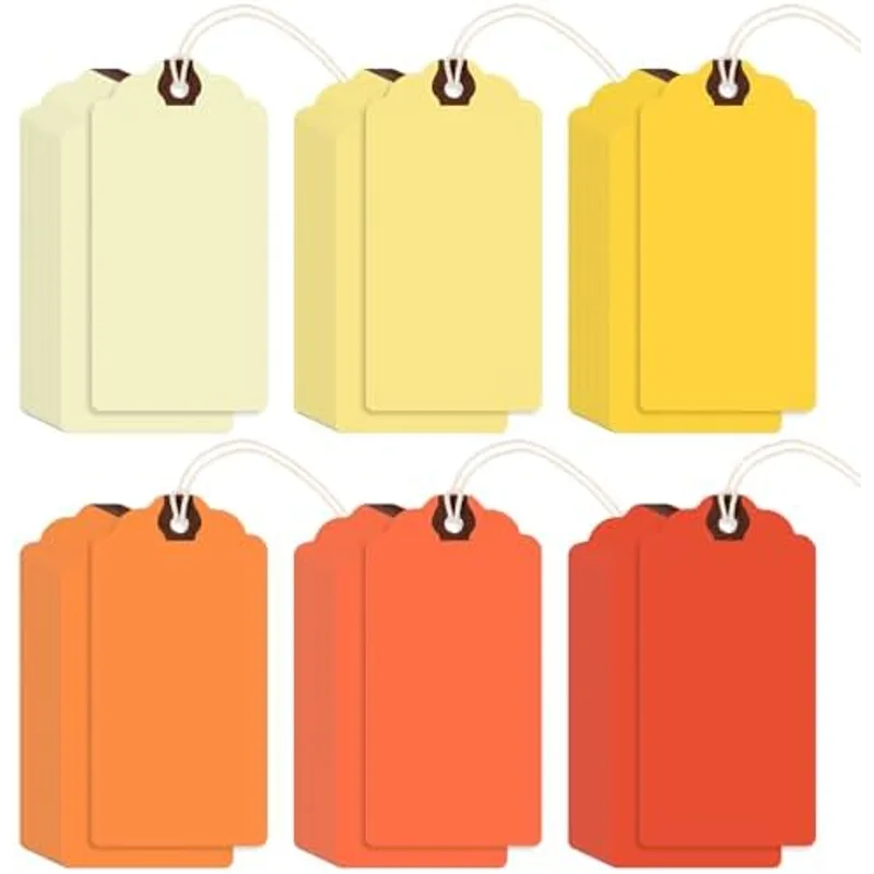 Outus 60 Pcs Blank Large Paper Gift Tags, Orange, 4 3/4" X 2 3/8"