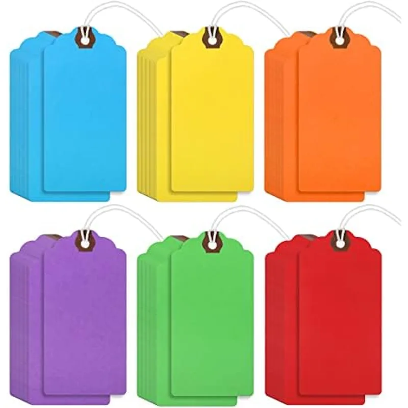 Outus Blank Large Paper Gift Tags, Rainbow Colors, 4 3/4" X 2 3/8"