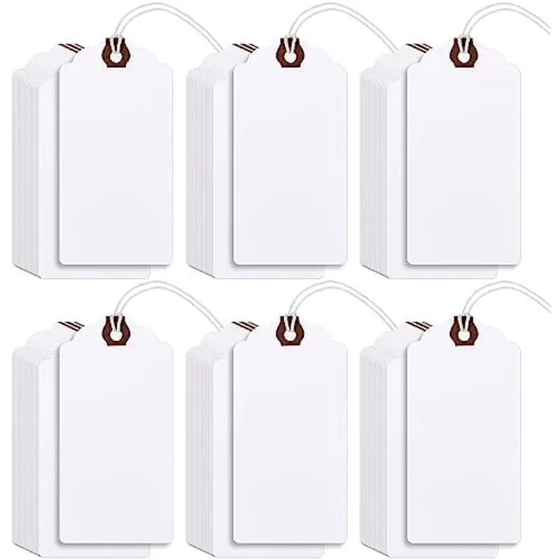 Outus Blank Large Paper Gift Tags, White, 4 3/4" X 2 3/8"