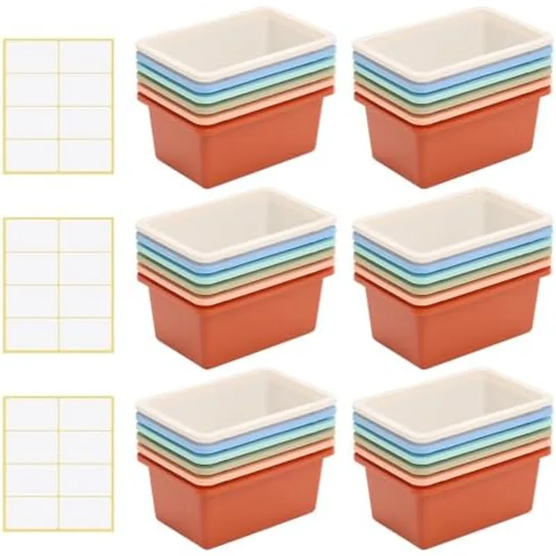 Outus 36 Pack Book Bins Classroom Plastic Cubby Storage Bins, Morandi Color