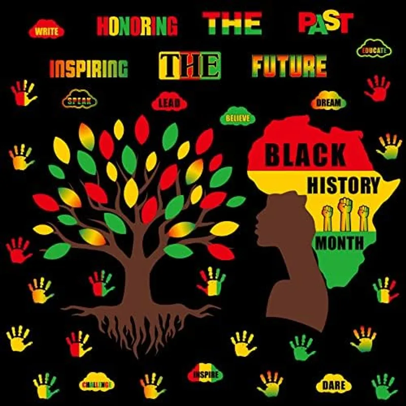Outus 91 Pcs Bulletin Board Cutouts Inspiring, Black History Decor, Black,green,yellow