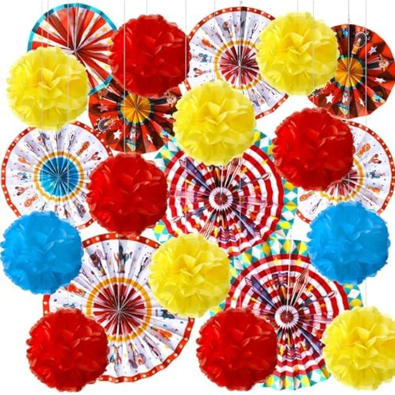 Outus 21 Pcs Carnival Party Decorations, Red,Blue,Yellow