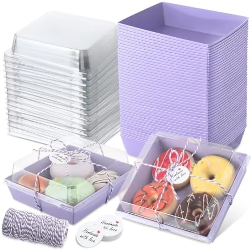 Outus 100 Pcs Charcuterie Boxes with Clear Lids, Purple, Classic