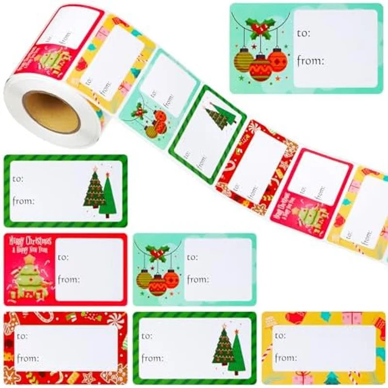 Outus 500 Pcs Christmas Gift Tags, Colorful Style, 2.76 x 1.57 Inch