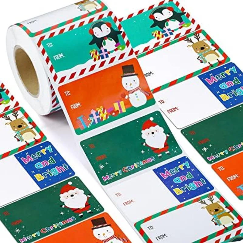 Outus 500 Pcs Christmas Gift Tags, Festive Style, 2.95 x 1.6 Inch