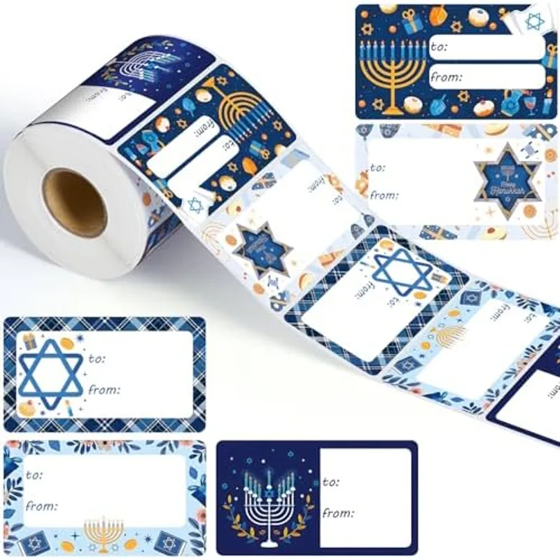 Outus 500 Pcs Christmas Gift Tags, Hanukkah Style, 2.76 x 1.57 Inch