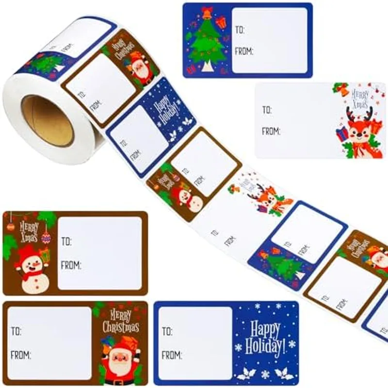 Outus 500 Pcs Christmas Gift Tags, Modern Style, 2.76 x 1.57 Inch