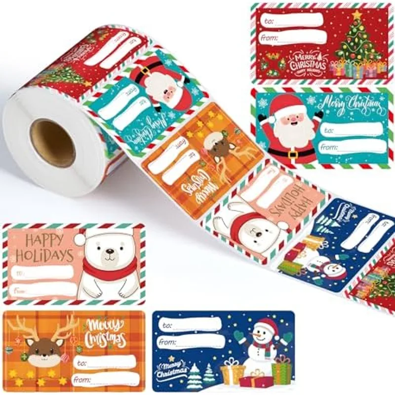 Outus 500 Pcs Christmas Gift Tags, Multicolor Style, 2.76 x 1.57 Inch