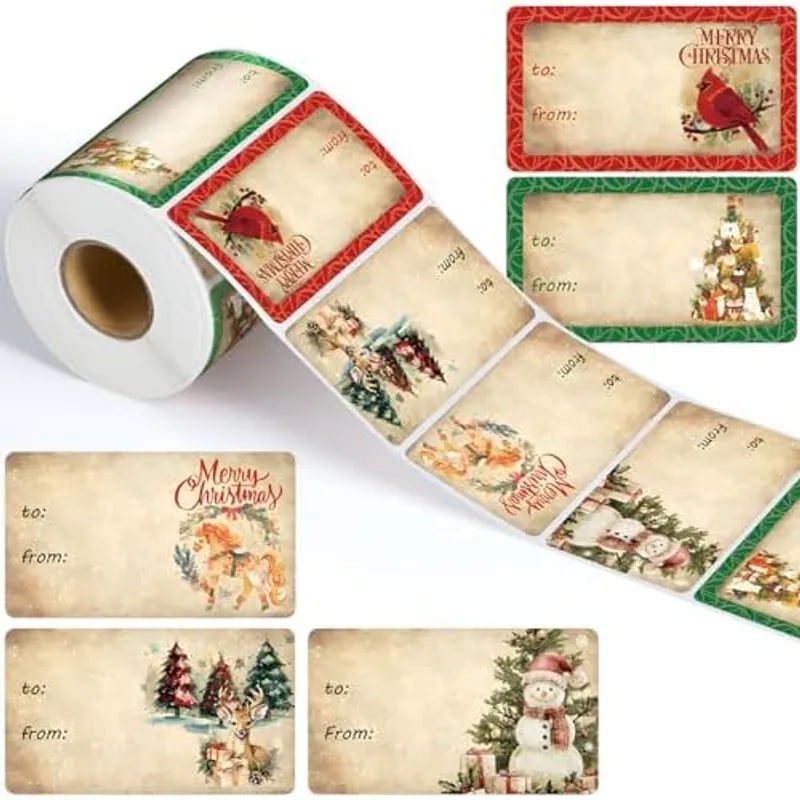 Outus 500 Pcs Christmas Gift Tags, Vintage Fashion Style, 2.76 x 1.57 Inch