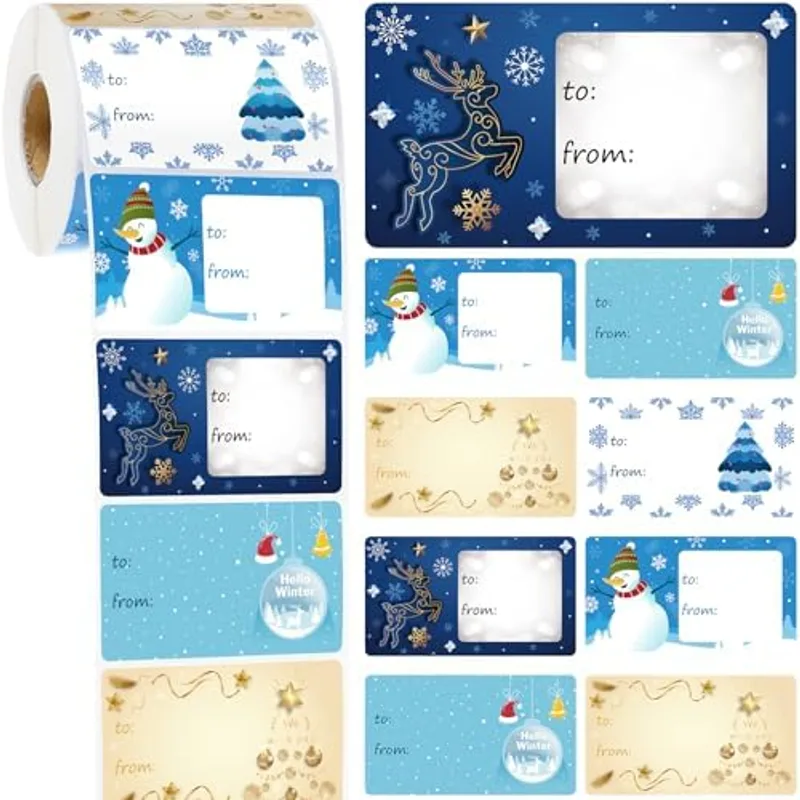 Outus 500 Pcs Christmas Gift Tags, Winter Style, 2.76 x 1.57 Inch