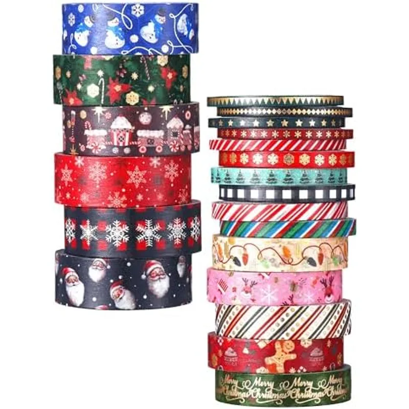 Outus 21 Rolls Christmas Gold Foil Holiday Washi Tape Decorative, Classic