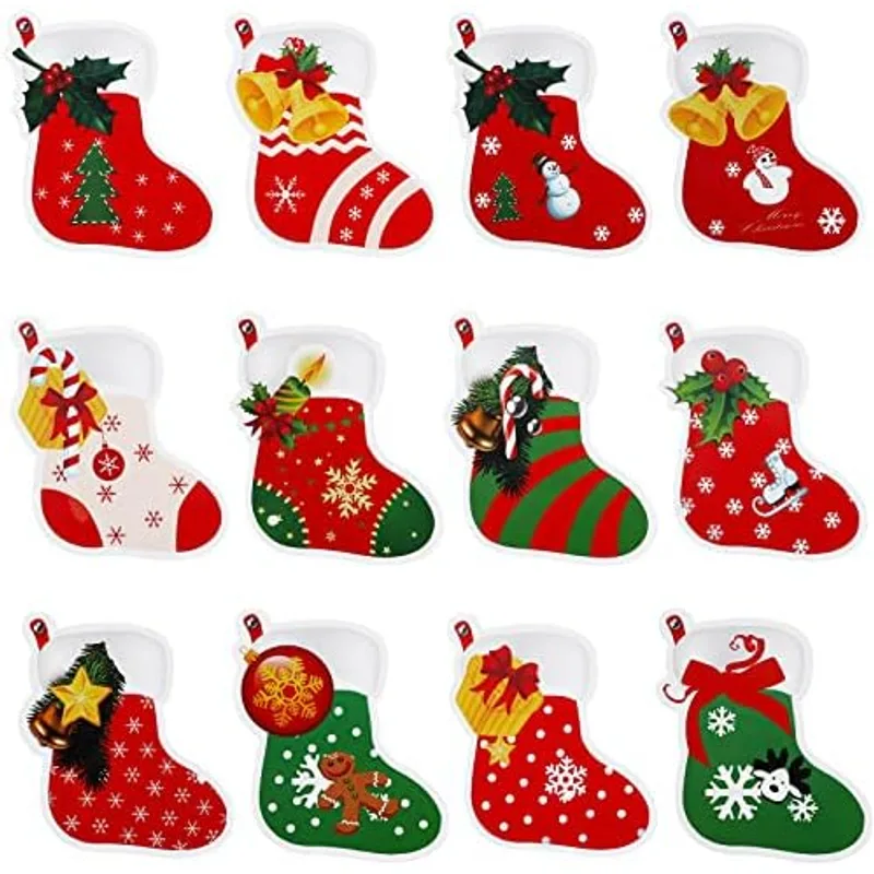 Outus 84 Pieces Christmas Mini Colorful Stocking Cutouts Assorted Xmas Stocking Cutouts Holiday Bulletin Board Decorations Christmas for Xmas Classroom Bulletin Border Party Supply