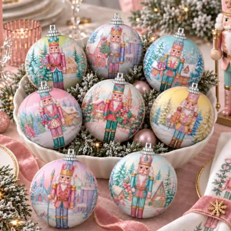 Outus 16 Pcs Christmas Tree Ball Ornaments, Pastel Nutcracker