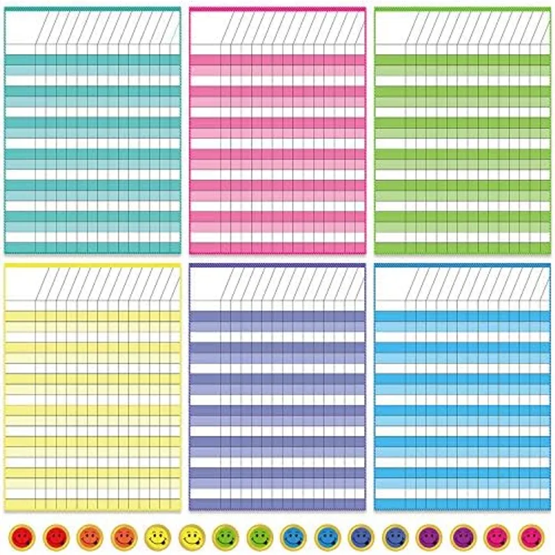 Outus Classroom Incentive Charts Laminated Dry Erase Attendance Chart for Classroom Reward Chores Learning School Homework Progress Tracking Pads with 240 Reward Stickers, Pastel
