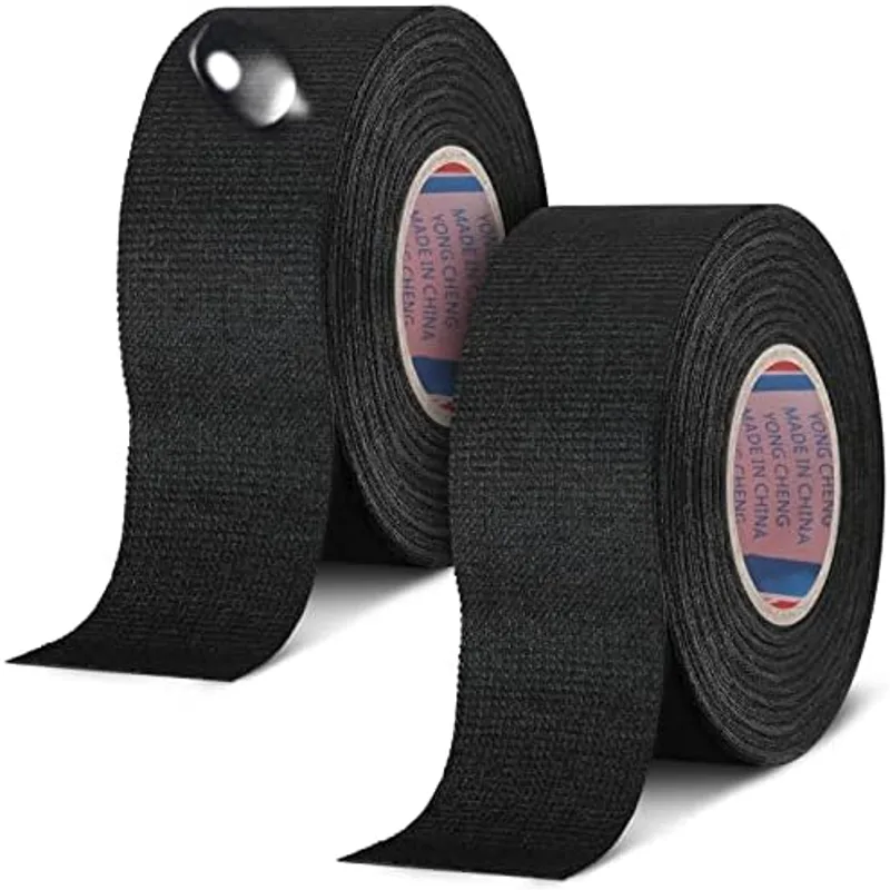 Outus Cloth Electrical Wiring Harness Tape, 2 Roll, 1-1/4 Inch X 49.2 ft, black