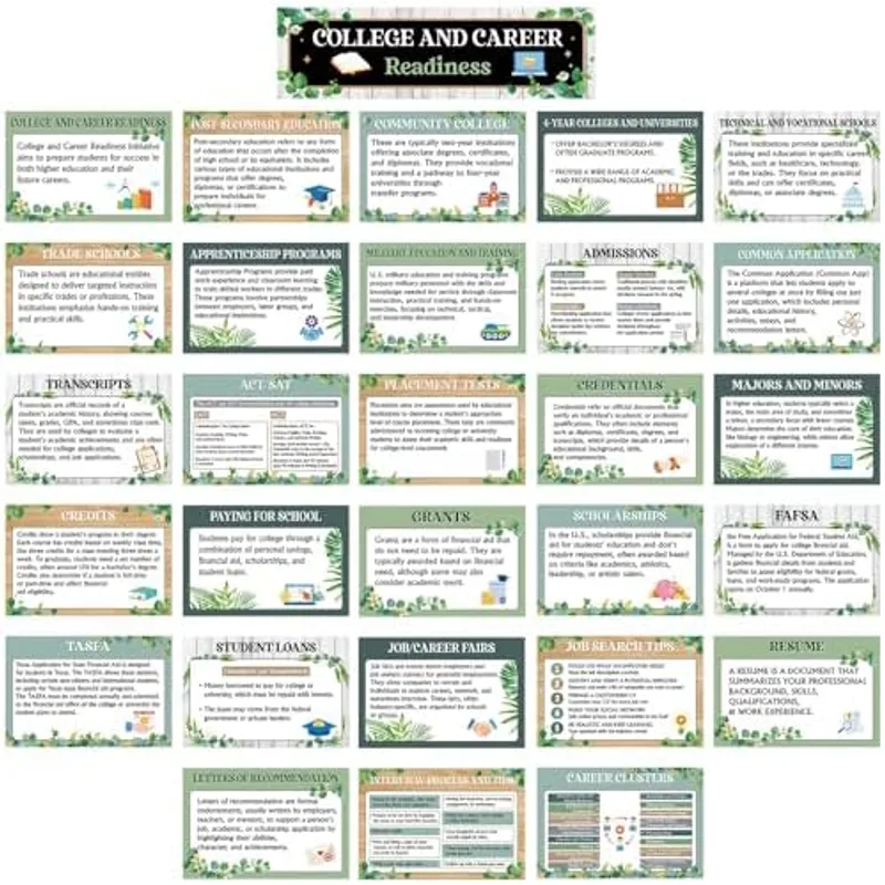 Outus 29 Pcs College and Career Readiness Posters Kits, Boho