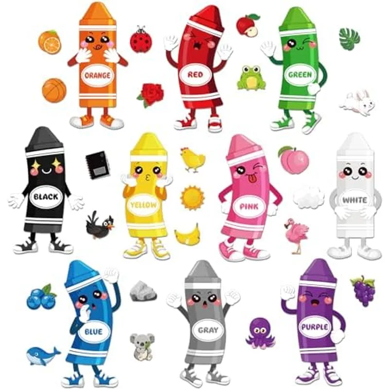 Outus 32 Pcs Color Crayon Bulletin Board Set, Classroom Posters Decorations