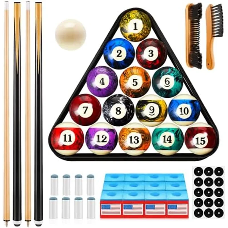 Outus 71 Pcs Complete Pool Table Accessories Set, Dark Marble Style Balls