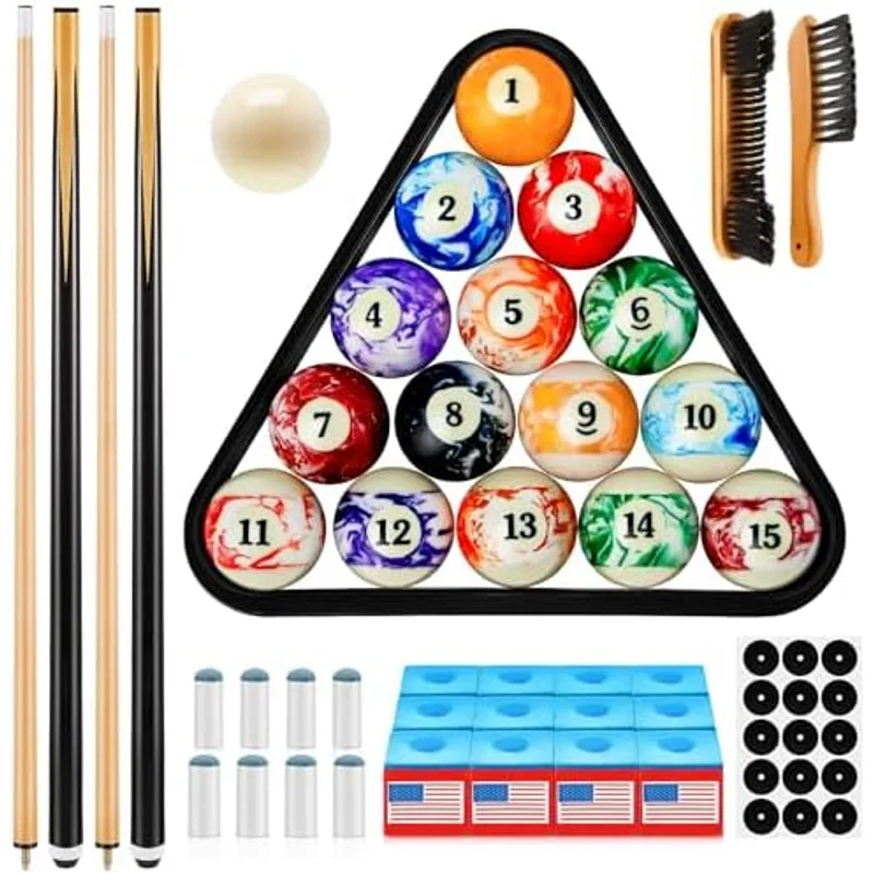 Outus 71 Pcs Complete Pool Table Accessories Set, Marble Style Balls