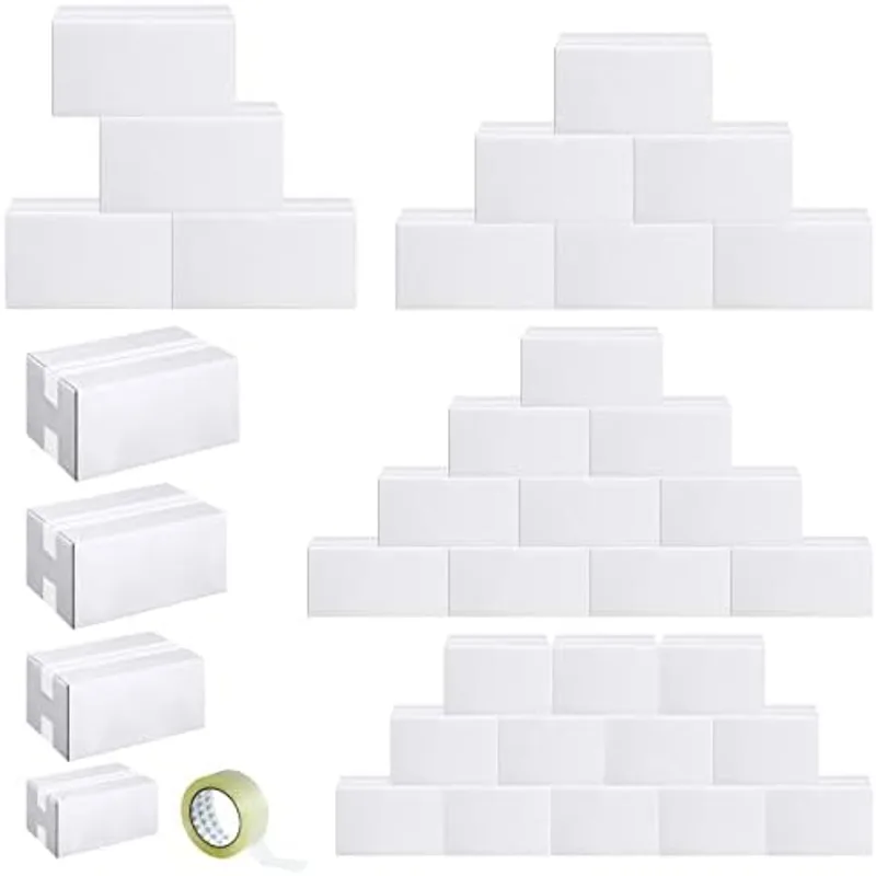 Outus 32 Pack Corrugated Cardboard Boxes, Small, White