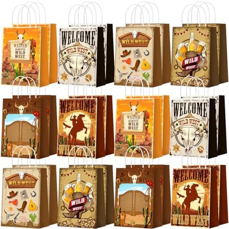 Outus Cowboy Party Favor Bags Western Paper Gift