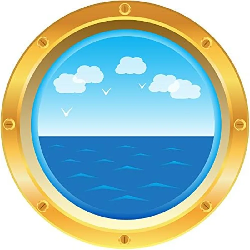 Cruise Ship Porthole Sticks Nautical Peel Stickers for Wall Window, 4, Bright