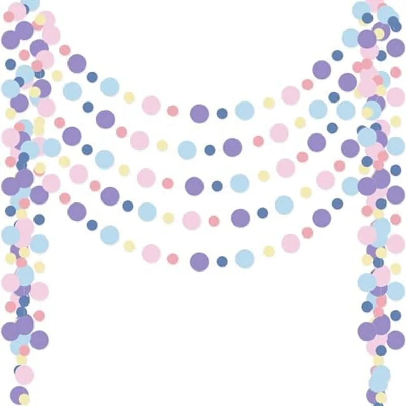 Outus Dot Garland Banner Hanging, Pastel Rainbow Color